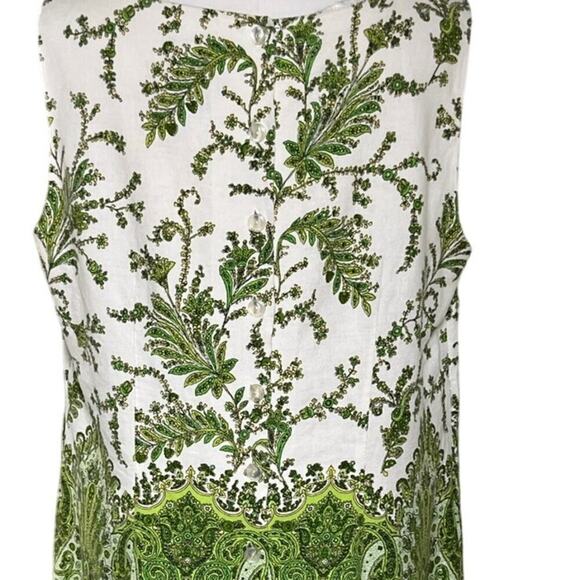 Positive Attitude Linen Blend‎ Sleeveless Top Size 16 Green Paisley Print - Picture 4 of 13